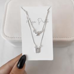 Escapulário placa cruz e Espírito Santo cravejado v12 60cm