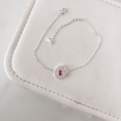 Pulseira entremeio zircônia gota rosa com cravejado 13mm