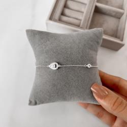 Pulseira entremeio zircônia gota com cravejado 10mm e zircônia redonda 4mm