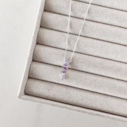 Colar entremeio zircônias navete lilás 21mm v15 40+5cm