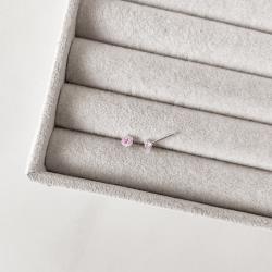 Brinco zircônia redonda rosa 4mm