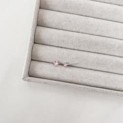 Brinco zircônia redonda rosa 5mm