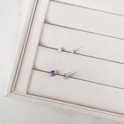 Dupla zircônias redonda cristal 4mm e lilás 6mm