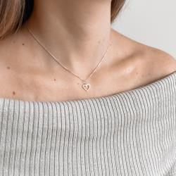 Colar pingente coração vazado 11mm 40cm