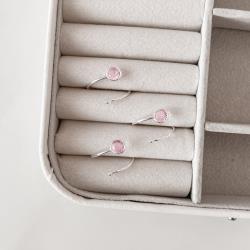 Anel bola e zircônia rosa 5mm regulável P