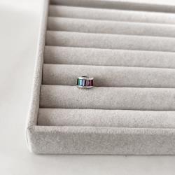 Berloque separador zircônias retangulares coloridas 10mm envelhecido