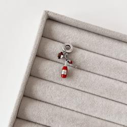 Berloque pingentes vinho, taça e zircônia coração resina envelhecido