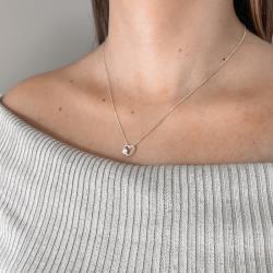 Colar coração vazado detalhe coração com zircônia 10mm 45cm