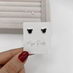 Brinco infantil Minnie resina 8mm tarraxa baby