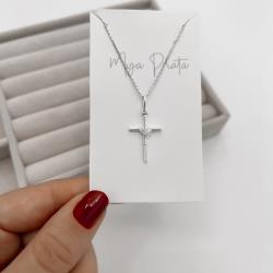 Colar pingente cruz 20mm 45cm
