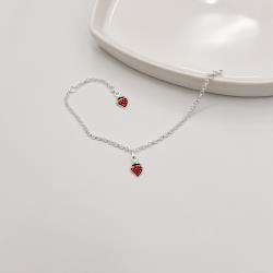 Pulseira infantil pingentes morango resina 7mm corrente elo português