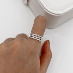 Anel fio triplo meia aliança