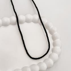 Choker cordão trançado preto 2mm 40+5cm