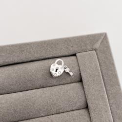 Berloque separador cadeado coração com chave 12mm