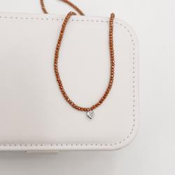 Choker cristal terracota 3mm pingente zircônia coração cristal 6mm 40+5cm