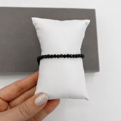 Pulseira cristal preto 4mm 16cm com alongadora