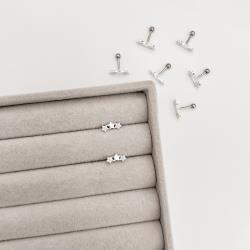 Piercing haste estrelas lisa e cravejada 11mm