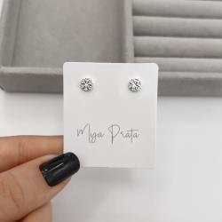 Brinco medalha flor com zircônias 6mm