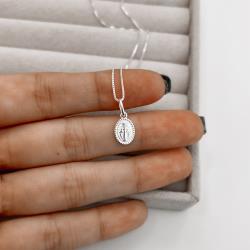 Colar pingente medalha oval Nsa. Sra. das Graças 10mm 45cm