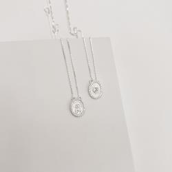 Escapulário medalhas Sagrado Coração e zircônia coração com cravejado v12 60cm