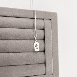 Colar pingente medalha cruz vazada 14mm 45cm