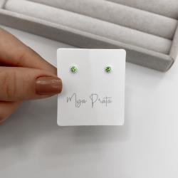 Brinco zircônia redonda embutida verde 3mm