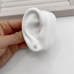 Brinco zircônia redonda cristal embutida 5mm