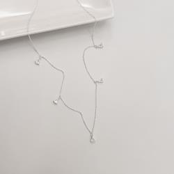 Colar pingentes zircônias gota 6mm corrente cadeado 40+5cm