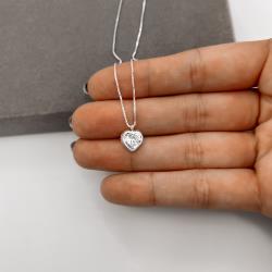 Colar zircônia coração embutida 8mm 45cm