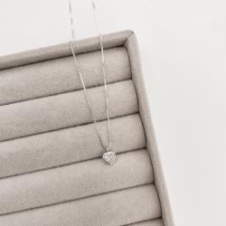 Colar zircônia coração cristal embutida 6mm 40cm