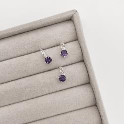 Pingente zircônia redonda ametista 5mm