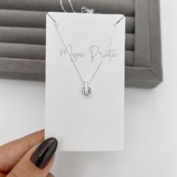 Colar pingente zircônia redonda 6mm 40cm