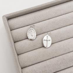 Pingente medalha dupla face São Sebastião e cruz 16mm 