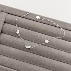 Pulseira entremeios zircônias redonda e gota 7mm