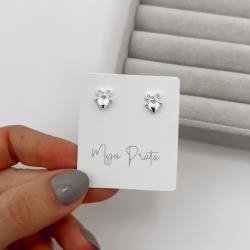 Brinco laço com zircônia e coração 8mm