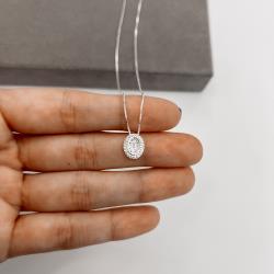 Colar oval cravejado 11mm 45cm