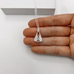 Colar Nsa. Sra. Aparecida cravejada 22mm corrente cadeadinho 45cm