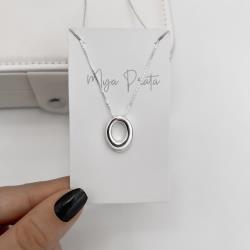 Colar oval vazado 18mm 45cm