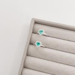 Anel zircônia coração acqua com cravejado