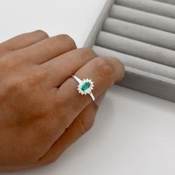 Anel zircônia oval acqua com cravejado