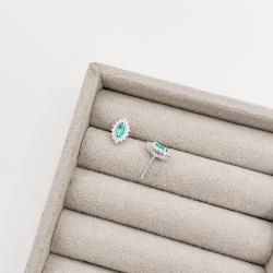 Brinco zircônia navete acqua com cravejado 10mm