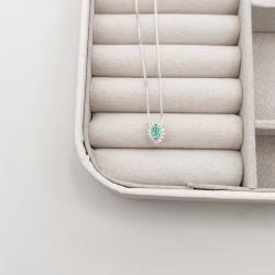 Colar zircônia navete turmalina com cravejado 10mm 45cm