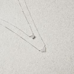 Colar duplo zircônia cristal 5mm 40cm e coração cravejado 9mm 45cm + alongadora