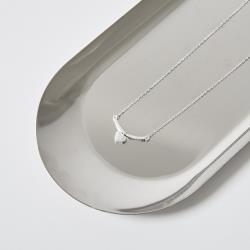 Colar entremeio curva cravejada 17mm pingente coração cravejado 50cm