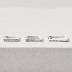 Trio argolas click quadrada 9, 10 e 12mm cravejada