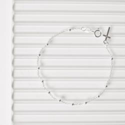 Pulseira terço bolas 2.6mm corrente cadeado