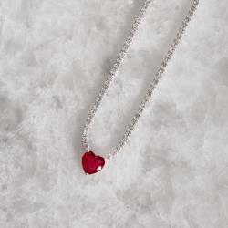 Colar Riviera 2.1 com zircônia coração rubi 9mm 40+5cm