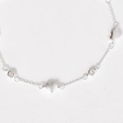 Pulseira entremeios zircônia e coração 16+5cm