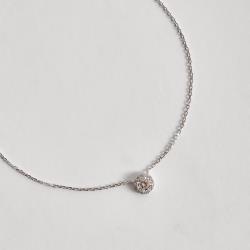 Colar entremeio moissanite cristal 5mm com cravejado corrente cadeadinho 45cm ródio