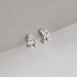 Argola click dupla 13mm lisa e corrente cravejada